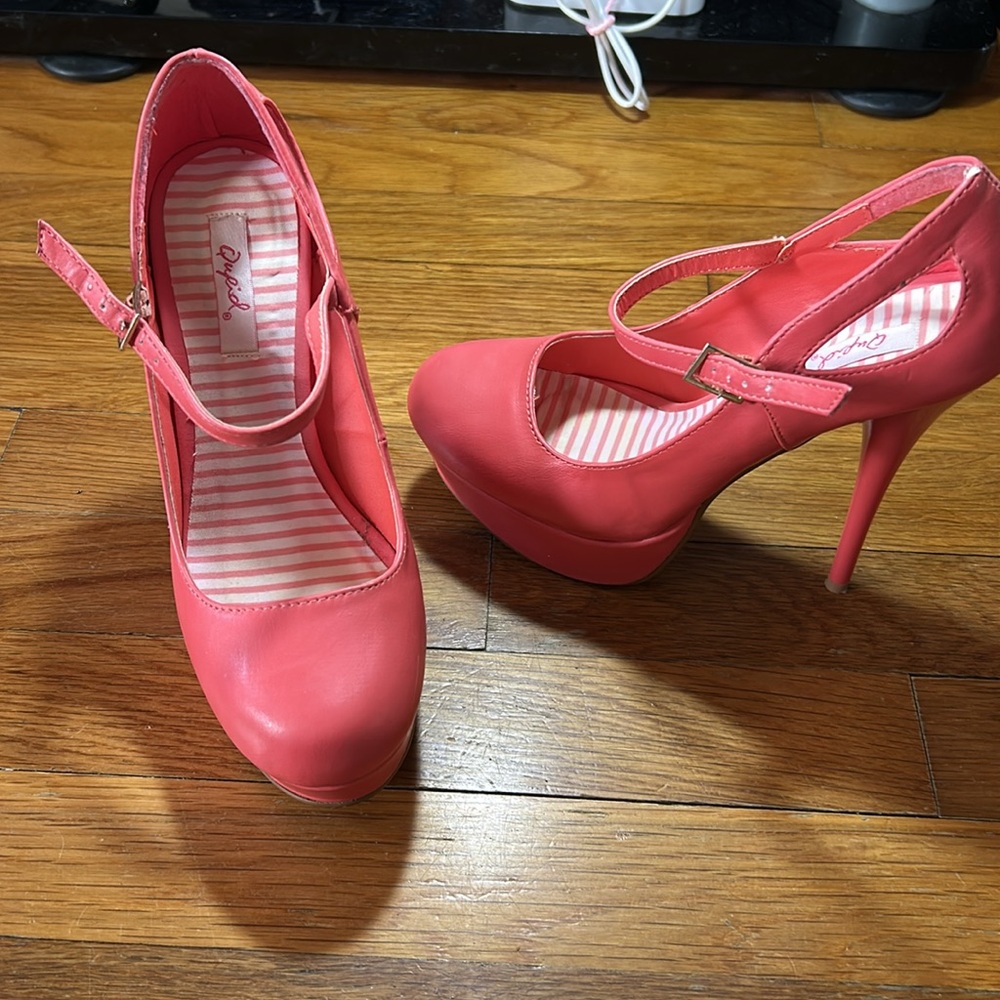 2/$20 Coral Orange Platform Mary Jane Heels